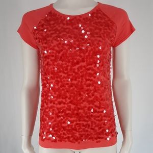 Loft | Sequined Cotton Short Sleeve Top